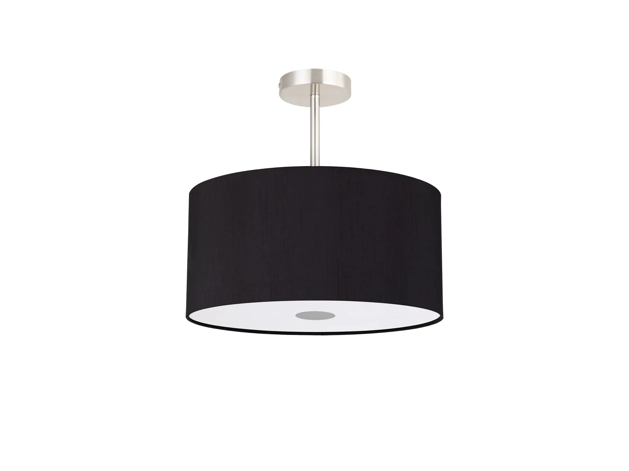 Baymont 40cm Semi Flush 3 Light Satin Nickel, Midnight Black/Green Olive, Frosted Diffuser DK0415  Deco Baymont SN BL/GR